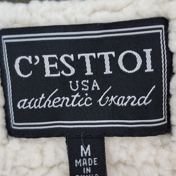 C'Esttoi Authentic Quilted Padded Vest Brownish GreenWith Gold Detail Size Med - Picture 7 of 9